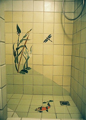 Bathroom mosaic tile by Linda Shea